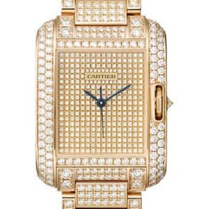 Cartier Tank Anglaise Watch - Medium Pink Gold Diamond Case - Diamond Paved - Diamond Bracelet - HPI00560