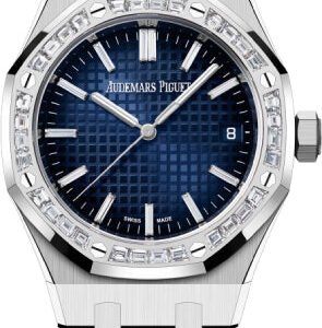 Audemars Piguet Royal Oak 37mm White Gold Diamond Set Bezel Blue Diamond Baguette Dial - 15551BC.ZZ.1356BC.01