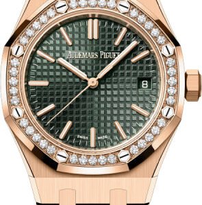 Audemars Piguet Royal Oak Rose Gold Khaki Green Dial 37mm Diamond Bezel | 15551OR.ZZ.1356OR.06