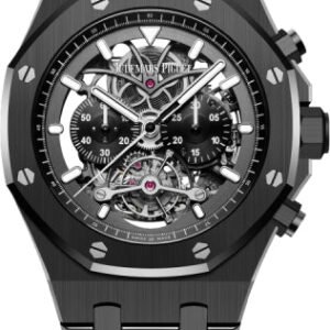 Audemars Piguet Royal Oak "Skeleton" Tourbillon Chronograph Openworked 44mm Black Ceramic | 26343CE.OO.1247CE.01