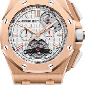 Audemars Piguet Royal Oak Offshore Tourbillon Chronograph Selfwinding 44mm Silver Index Rose Gold Rubber | 26540OR.OO.A010CA.01