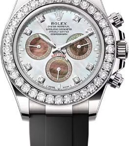 Rolex Cosmograph Daytona 40mm White Gold White MOP Diamond-Set Dial Oysterflex Bracelet Diamond-Set Bezel - 126589RBR | 2024 Model