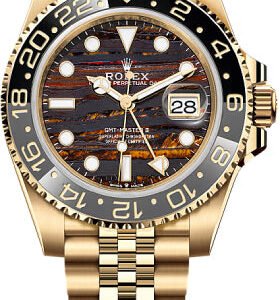 Rolex GMT-Master II 40mm Yellow Gold Tiger Iron Dial Cerachrom Bezel Oyster Bracelet - 126718GRNR - 2025