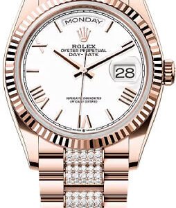 Rolex Day-Date 36 36mm White Dial Fluted Bezel President Bracelet - 128235 | 2024 Model