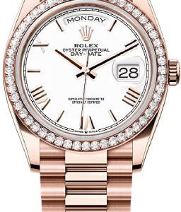 Rolex Day-Date 36 36mm White Dial Diamond Bezel President Bracelet - 128345RBR | 2024 Model