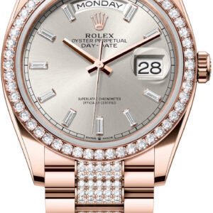 Rolex Day-Date 36 36mm Silver Diamond-Set Dial Diamond-Set Bezel with Diamond-Set President Bracelet - 128345RBR | 2024 Model