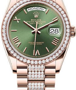 Rolex Day-Date 36mm Olive Green Dial Diamond Set Bezel Diamond Set President Bracelet - 128345RBR - 2025