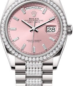 Rolex Day-Date 36 36mm Pink Diamond-Set Dial Diamond-Set Bezel with Diamond-Set President Bracelet - 128349RBR | 2024 Model