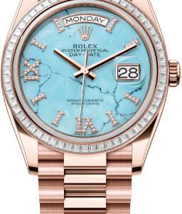 Rolex Day-Date 36 36mm Turquoise Diamond-Set Dial Diamond-Set Bezel President Bracelet - 128395TBR | 2024 Model
