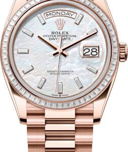 Rolex Day-Date 36 36mm White MOP Diamond-Set Dial Diamond-Set Bezel President Bracelet - 128395TBR | 2024 Model