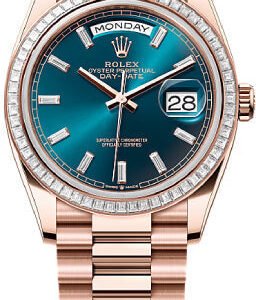 Rolex Day-Date 36 36mm Blue Green Diamond-Set Dial Diamond-Set Bezel President Bracelet - 128395TBR | 2024 Model