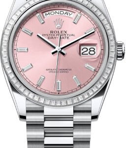 Rolex Day-Date 36 36mm Pink Diamond-Set Dial Diamond-Set Bezel President Bracelet - 128396TBR | 2024 Model