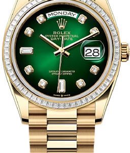 Rolex Day-Date 36 36mm Green Ombré Diamond Dial Diamond-Set Bezel President Bracelet - 128398TBR | 2024 Model