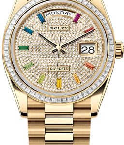 Rolex Day-Date 36 36mm Diamond-Paved Dial Diamond-Set Bezel President Bracelet - 128398TBR | 2024 Model