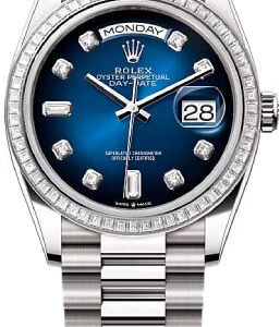 Rolex Day-Date 36 36mm Blue Ombré Diamond-Set Dial Diamond-Set Bezel President Bracelet - 128399TBR | 2024 Model