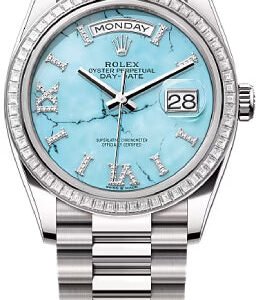 Rolex Day-Date 36 36mm Turquoise Diamond-Set Dial Diamond-Set Bezel President Bracelet - 128399TBR | 2024 Model