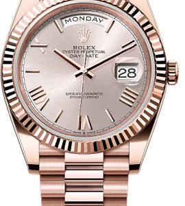 Rolex Day-Date 40 40mm Slate Sundust Roman Dial Fluted Bezel President Bracelet - 228235 | 2024 Model