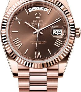 Rolex Day-Date 40 40mm Slate Chocolate Roman Dial Fluted Bezel President Bracelet - 228235 | 2024 Model