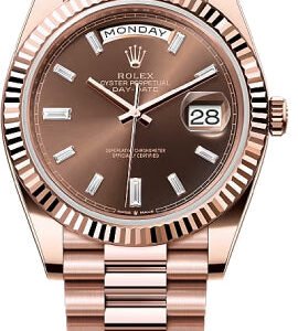 Rolex Day-Date 40 40mm Chocolate Diamond Set Dial Fluted Bezel President Bracelet - 228235 | 2024 Model