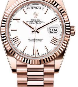 Rolex Day-Date 40 40mm Slate White Roman Dial Fluted Bezel President Bracelet - 228235 | 2024 Model