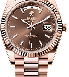 Rolex Day-Date 40 40mm Slate Chocolate Stick Dial Fluted Bezel President Bracelet - 228235 | 2024 Model