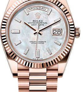 Rolex Day-Date 40 40mm White MOP Diamond Set Dial Fluted Bezel President Bracelet - 228235 | 2024 Model