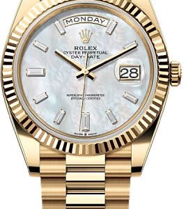 Rolex Day-Date 40 40mm White MOP Diamond-Set Dial Fluted Bezel President Bracelet - 228238 | 2024 Model