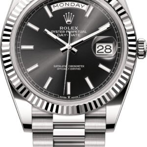 Rolex Day-Date 40 in 18 ct white gold bright black dial Fluted Bezel President Bracelet - 228239 | 2024 Model