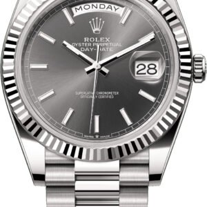 Rolex Day-Date 40 40mm White Gold Slate Dial Fluted Bezel President Bracelet - 228239 | 2024 Model