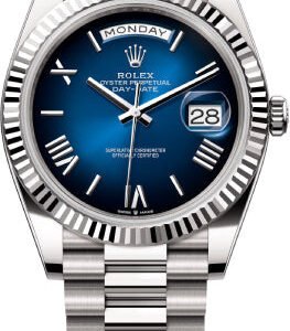 Rolex Day-Date 40 40mm Blue Ombré Dial Fluted Bezel President Bracelet - 228239 | 2024 Model