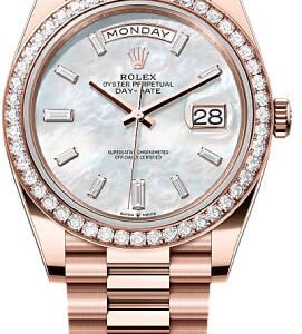 Rolex Day-Date 40 40mm White MOP Diamond Set Dial Diamond Set Bezel President Bracelet - 228345RBR | 2024 Model
