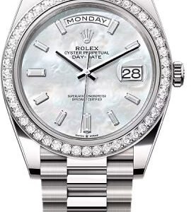 Rolex Day-Date 40 40mm White MOP Diamond-Set Dial Diamond Set Bezel President Bracelet - 228349RBR | 2024 Model