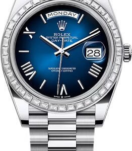 Rolex Day-Date 40 40mm Blue ombré Dial Diamond Set Bezel President Bracelet - 228396TBR | 2024 Model