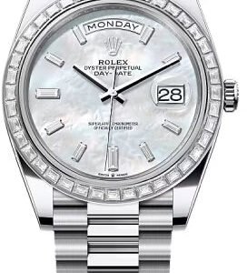 Rolex Day-Date 40 40mm White MOP Diamond Set Dial Diamond Set Bezel President Bracelet - 228396TBR | 2024 Model