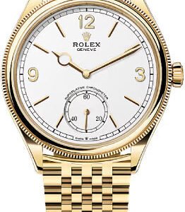 Rolex 1908 39mm Yellow Gold Intense White Dial Divided Bezel Settimo Bracelet - 52508 - 2025