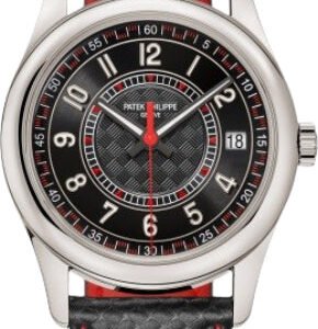 Patek Philippe Calatrava Date Sweep Seconds White Gold Black Carbon Motif Dial Red | 6007G-010