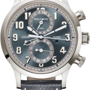 Patek Philippe Complications Calatrava Pilot Travel Time Chronograph White Gold Blue-Gray Dial | 5924G-001