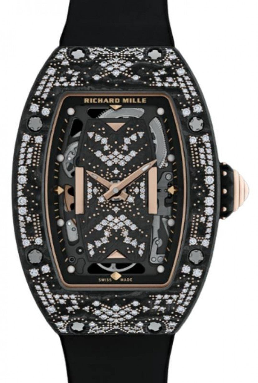 Richard Mille Automatic Winding Intergalactic Misty Night Carbon TPT Diamond Set Bezel RM 07-01 - BRAND NEW