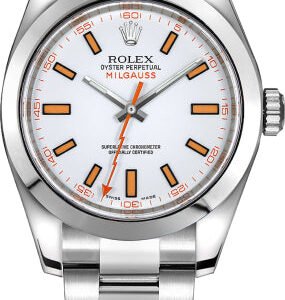 Rolex Milgauss 40 mm Stainless Steel White Dial Smooth Bezel Oyster Bracelet - 116400
