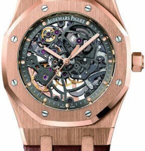 Audemars Piguet Royal Oak Openworked Selfwinding 39mm Black Skeleton Rose Gold Strap| 15305OR.OO.D088CR.01