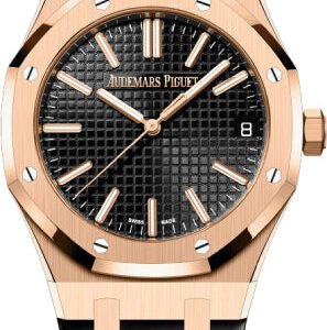 Audemars Piguet Royal Oak 41mm Selfwinding "50th Anniversary" Rose Gold Black Dial Leather Strap - 15510OR.OO.D002CR.01