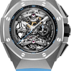 Audemars Piguet Royal Oak Concept Tourbillon 44 mm Chronograph Openworked Selfwinding Titanium Black Blue Rubber - 26587TI.OO.D031CA.01