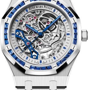 Audemars Piguet Royal Oak 41 mm Double Balance Wheel Openworked White Gold Baguette Sapphire Bezel | 15412BC.SS.1220BC.02