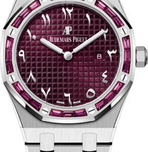 Audemars Piguet Royal Oak Quartz 33mm White Gold Garnet Baguette Bezel - Purple Dial - 67656BC.GR.1261BC.01