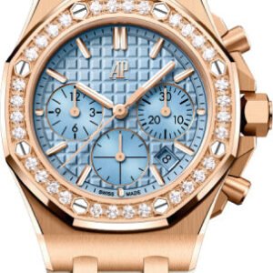 Audemars Piguet Royal Oak Offshore 37 mm Chronograph Pink Rose Gold Diamond Light Blue Dial - 26231OR.ZZ.A085CA.01