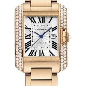 Cartier Tank Anglaise Watch - Medium Pink Gold Diamond Case - WT100003