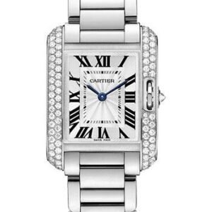 Cartier Tank Anglaise Watch - Small White Gold Diamond Case - WT100008